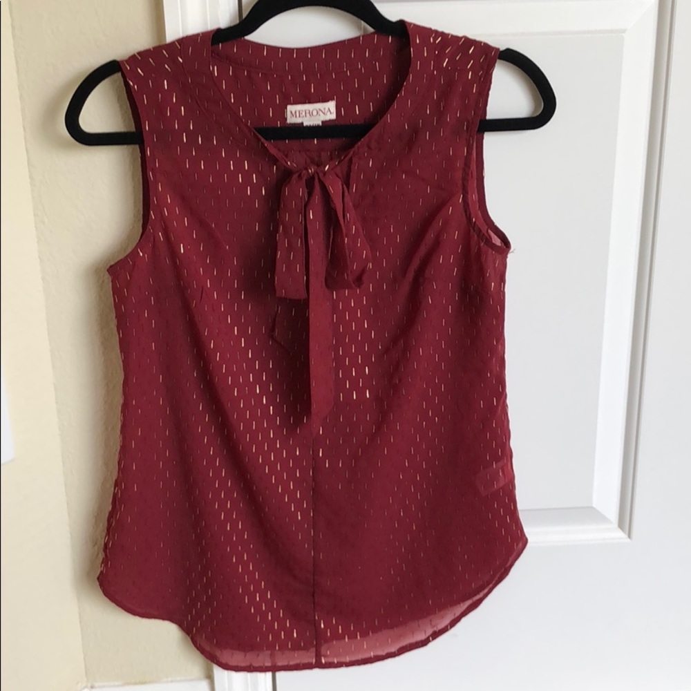 Garnet and gold sleeveless dress top